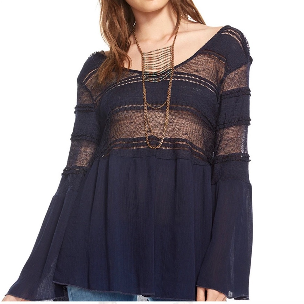 Chaser Double V Peplum Lace Top Blouse​